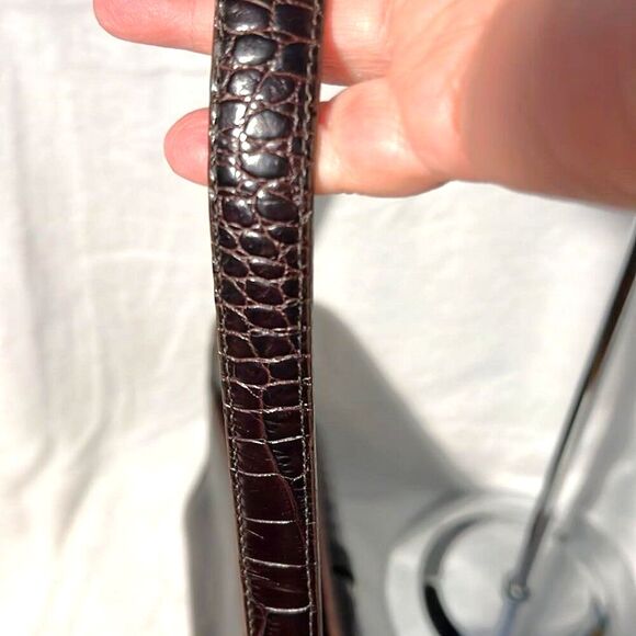 Brighton Black Pebbled Leather/Brown Croc Shoulder Bag - EUC - Picture 6 of 11